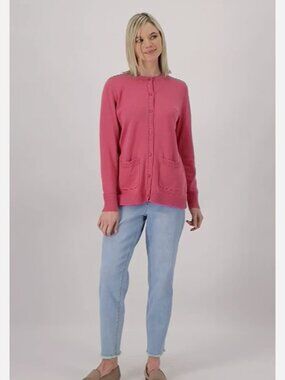 Isaac Mizrahi Button Front Novelty Stitch Cardigan